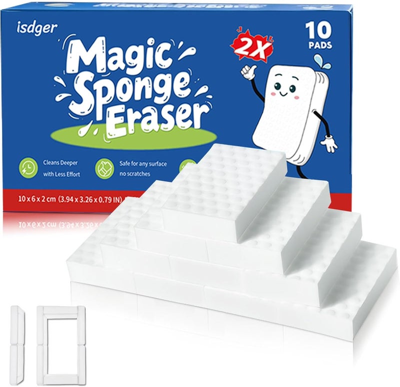 ISDGER Glass Cooktop Cleaner Sponge, 10 Pack GRS Certified Stove Top Cleaner 2X Density Magic Melamine Sponge Eraser, Extra Durable & Long Lasting, for Kitchen Glass Marble Ceramics Top Daily Cleaning - Image 1